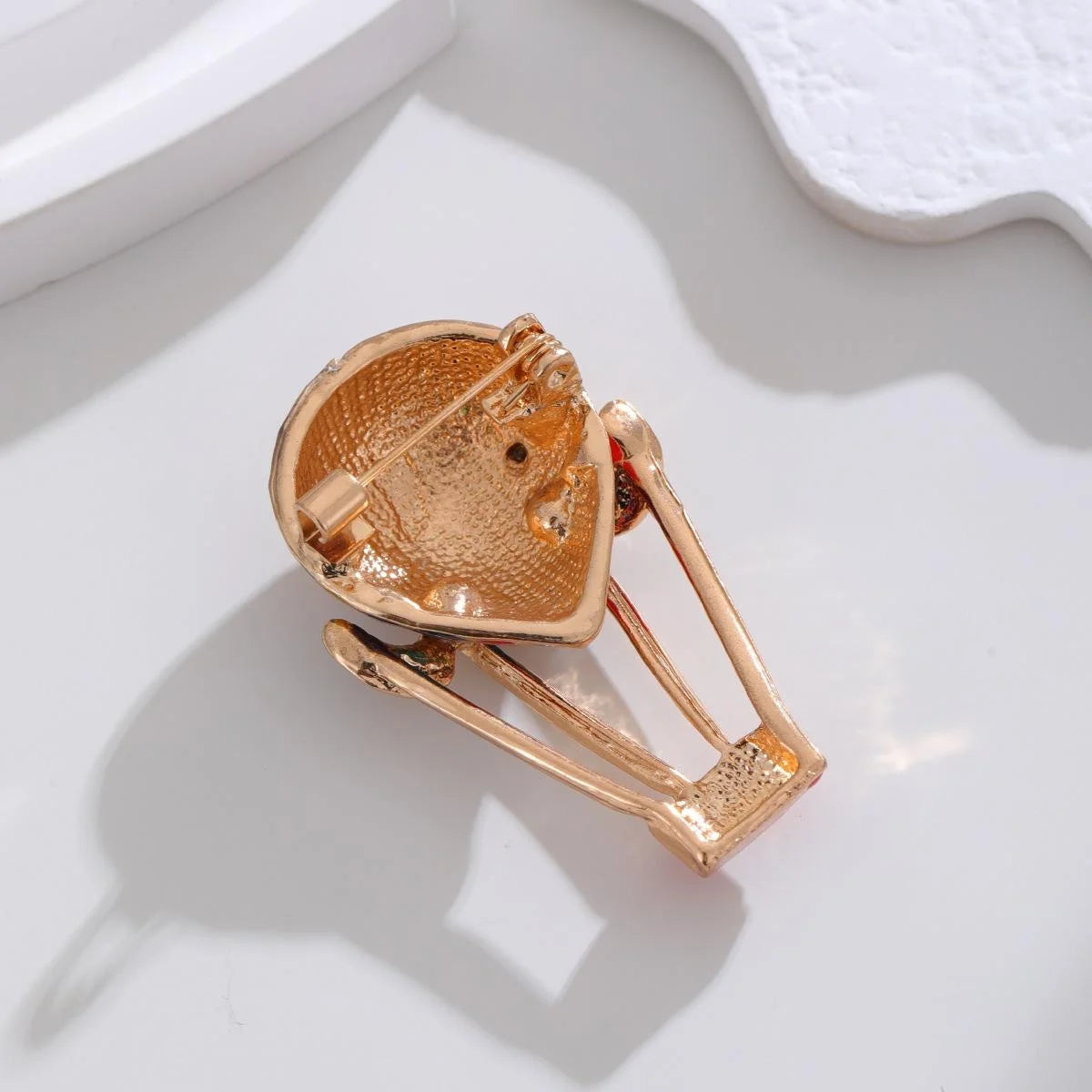 Cute Colorful Enamel Hot Air Balloon Brooch With Rhinestones, Rose Gold Alloy Women's Lapel Pin Gift