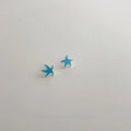Mini Blue Starfish Copper Stud Earrings Cute Sweet Minimalist Commuter Jewelry For Women