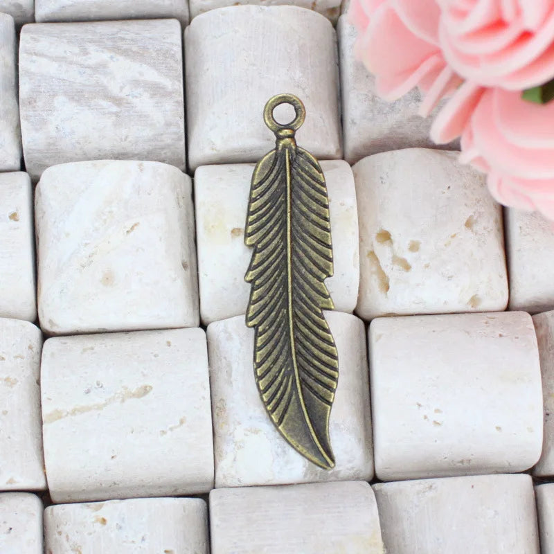 45x11MM 1845G Zinc Alloy Leaf Feather Charm Pendant for DIY Necklace Bracelet Jewelry Making