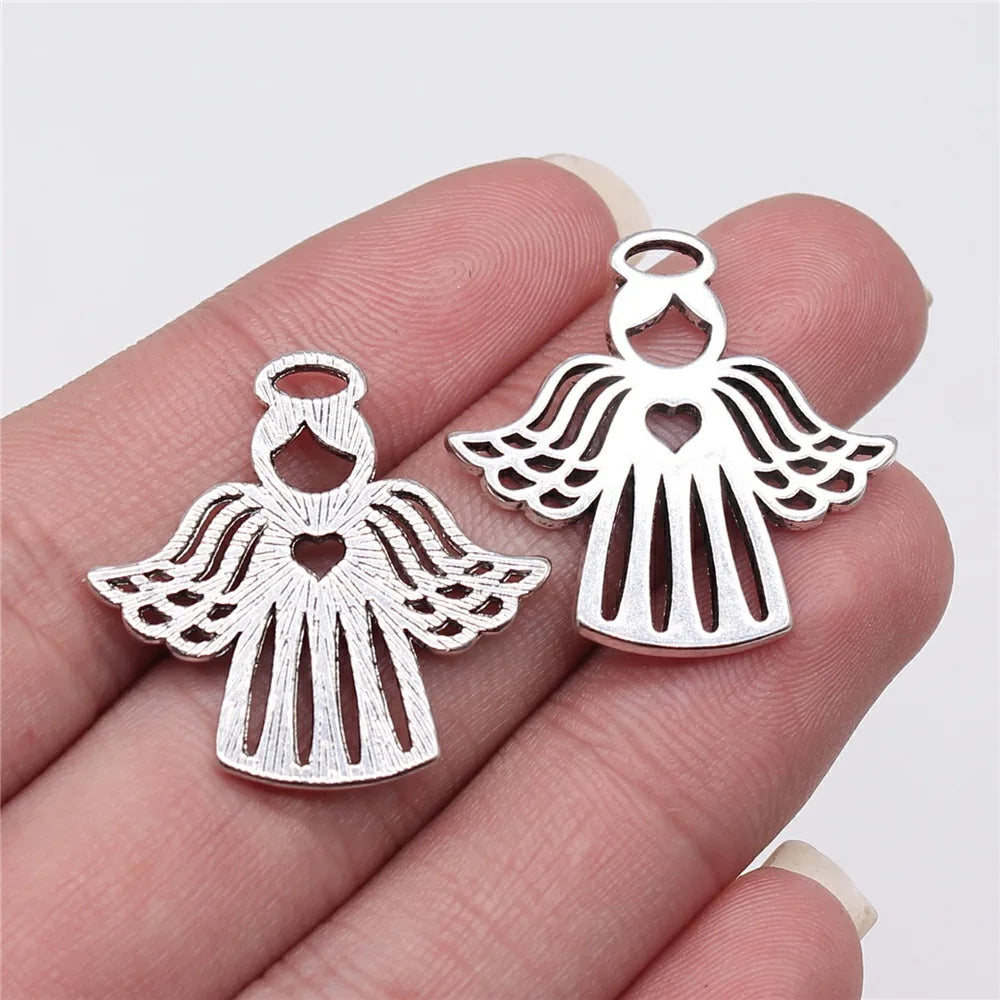 27x27mm 2.7g Multicolor Zinc Alloy Heart Angel Charm Pendant for DIY Necklace Bracelet Making