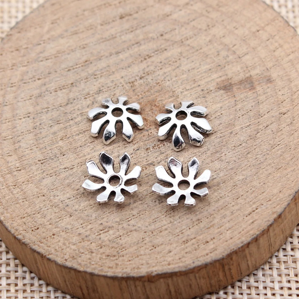 9.8x9.8x2.7mm 0.35g Zinc Alloy Flower Bead Caps Jewelry Findings for DIY Beaded Necklace Bracelet
