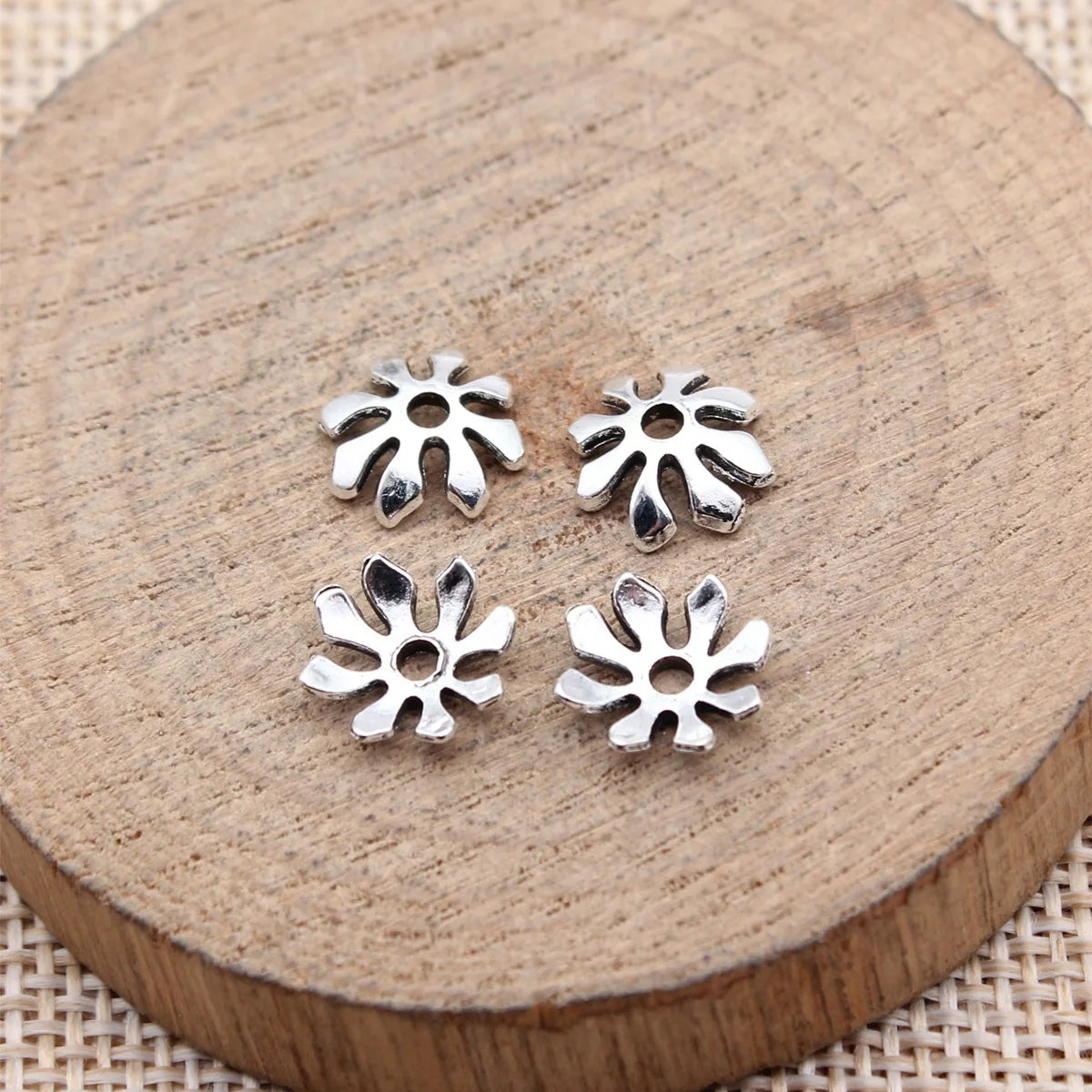 9.8x9.8x2.7mm 0.35g Zinc Alloy Flower Bead Caps Jewelry Findings for DIY Beaded Necklace Bracelet