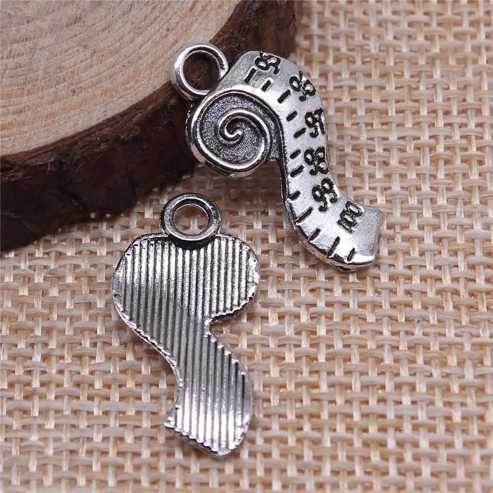 25x13mm 1g Antique Silver Zinc Alloy Tape Measure Charm Pendant for DIY Necklace Bracelet Making