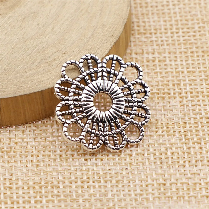 23x23mm 2.9g Multicolor Zinc Alloy Geometric Flower Filigree Charm Pendant for DIY Clothing Jewelry