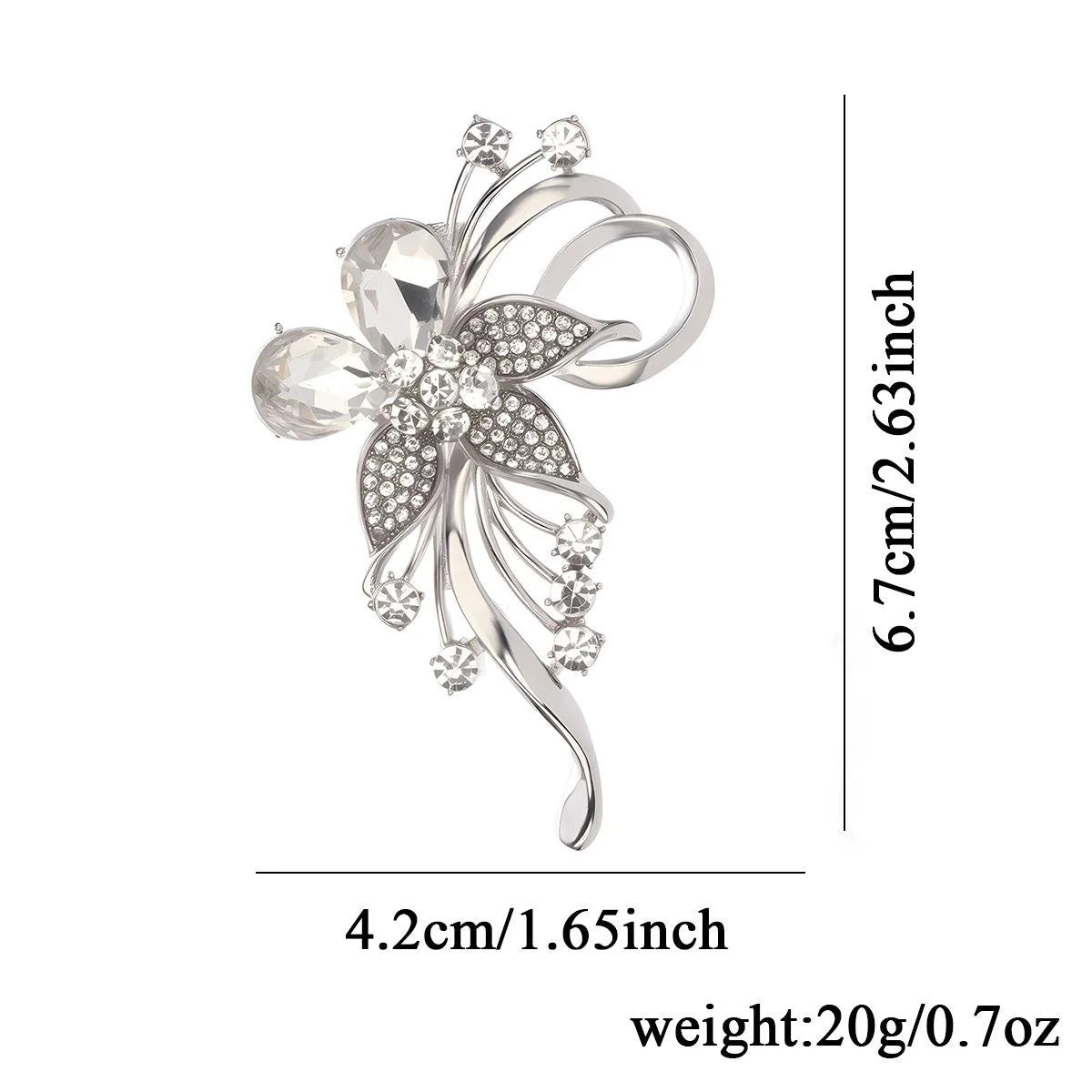 Luxury Red Crystal Flower Rhinestone Brooch Pin For Women, Elegant Alloy Lapel Corsage Suit Dress Gift