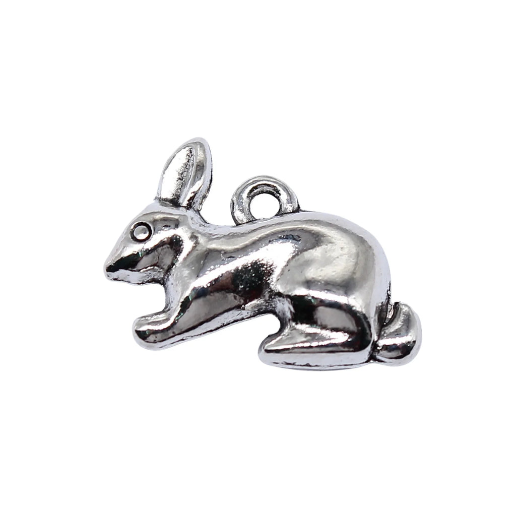 14x20mm 3.2g Antique Silver Zinc Alloy 3D Rabbit Charm Pendant for DIY Necklace Bracelet Making