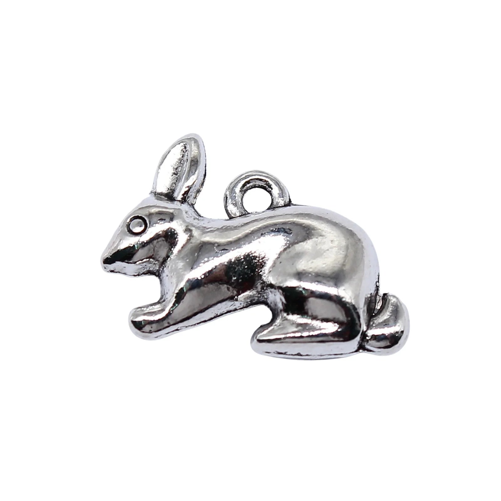 14x20mm 3.2g Antique Silver Zinc Alloy 3D Rabbit Charm Pendant for DIY Necklace Bracelet Making