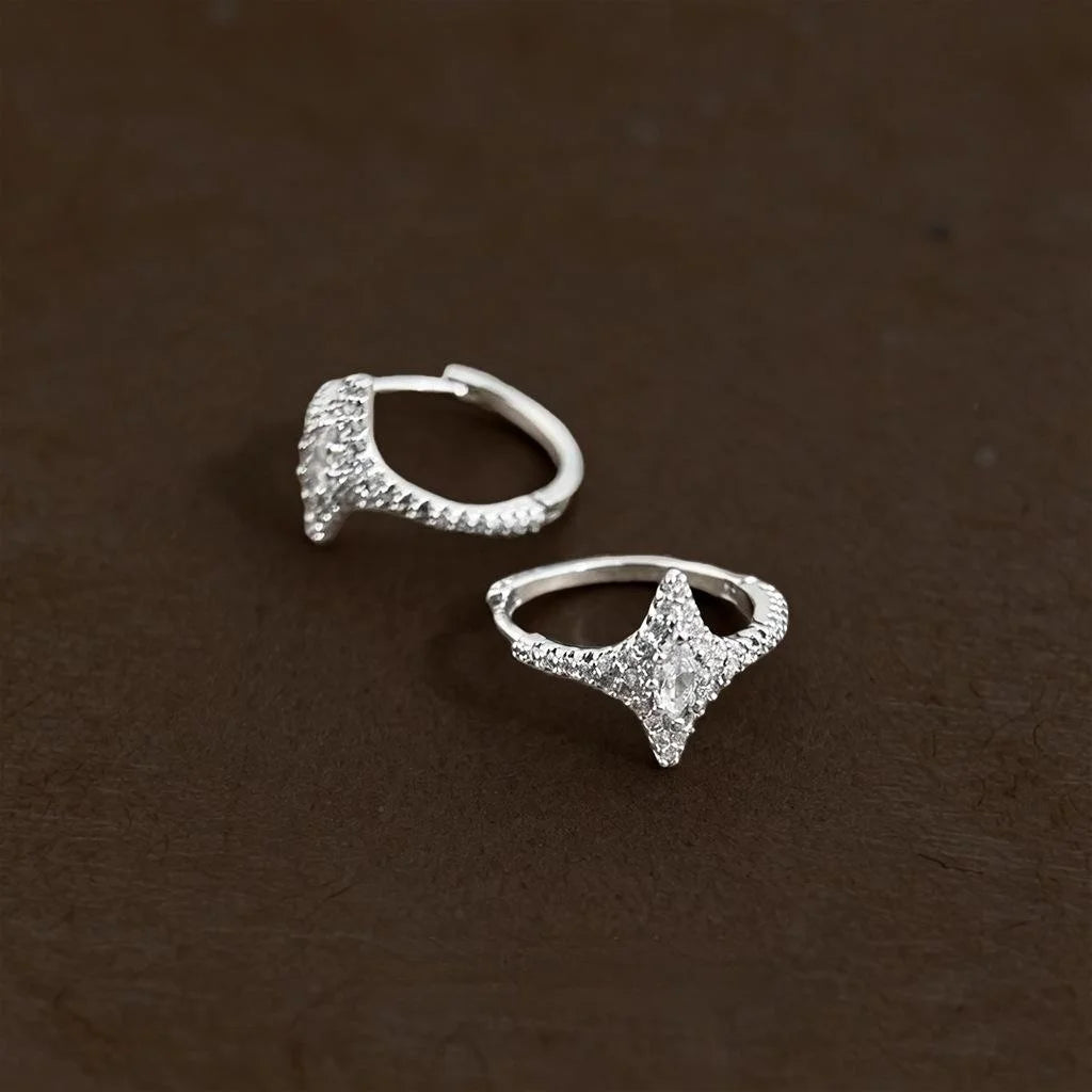 Micro Pave Zircon Star Stud Earrings Copper Minimalist Chic Commuter Fashion Jewelry