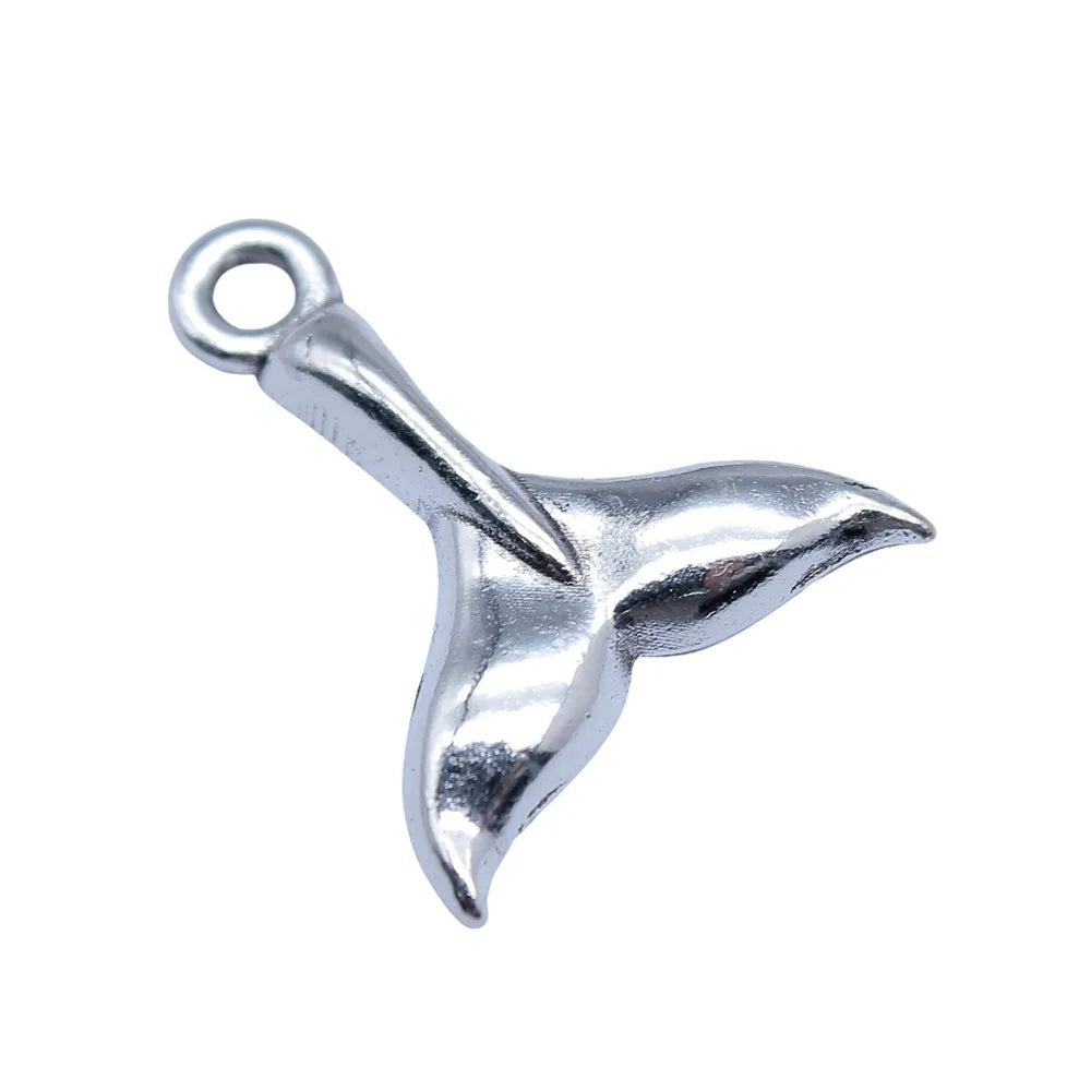 16x20mm 1.3g Antique Silver Zinc Alloy Whale Tail Charm Pendant for DIY Ocean Theme Jewelry Making
