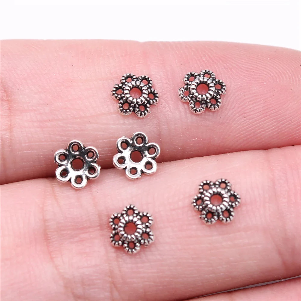 6x6x2mm 0.11g Multi Color Zinc Alloy Flower Bead Caps for DIY Bracelet Necklace Jewelry Making