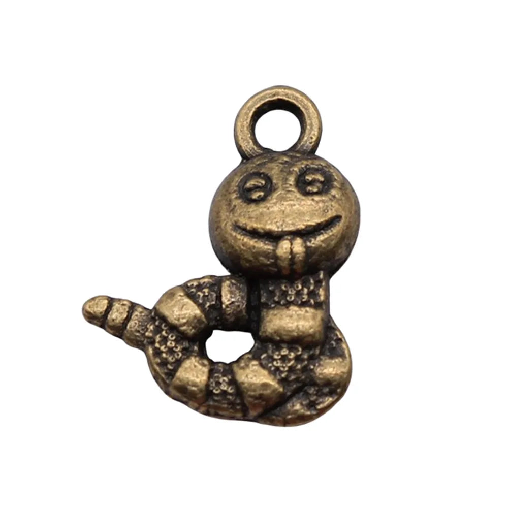 16x12mm 1.1g Multicolor Zinc Alloy Snake Charm Pendant for DIY Necklace Bracelet Making