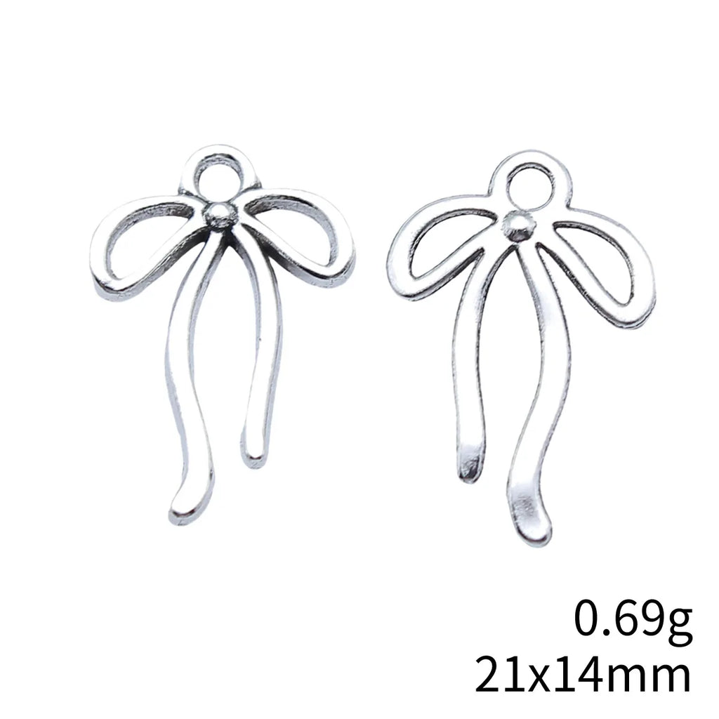 21x14mm 0.69g Antique Silver Zinc Alloy Bow Butterfly Charm Pendant for Bracelet Necklace DIY Jewelry Making