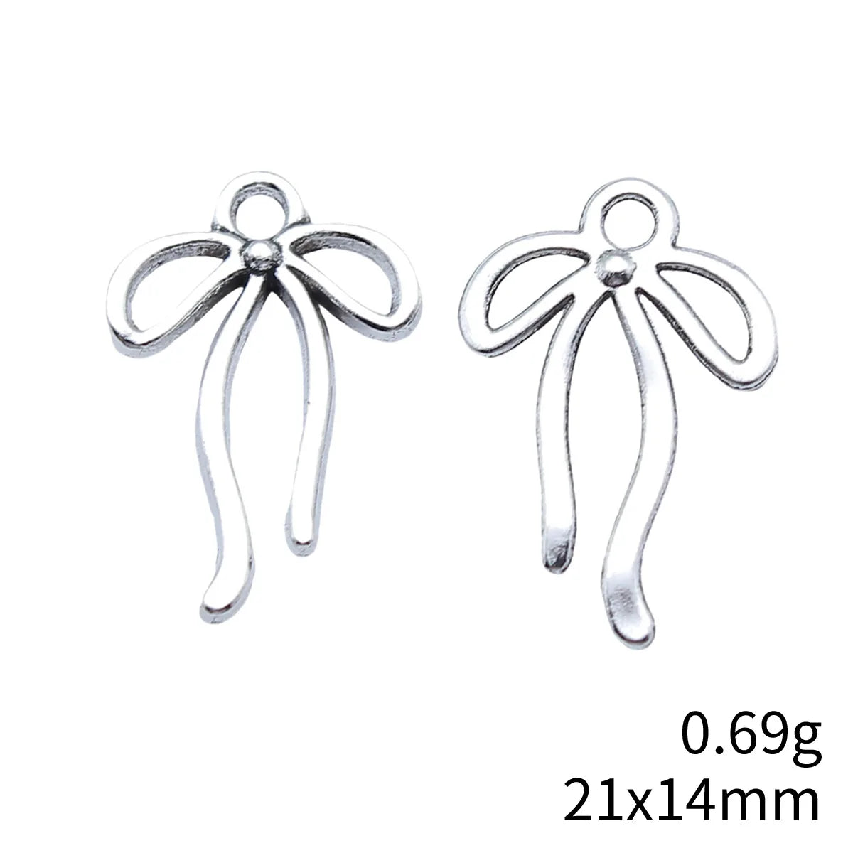 21x14mm 0.69g Antique Silver Zinc Alloy Bow Butterfly Charm Pendant for Bracelet Necklace DIY Jewelry Making