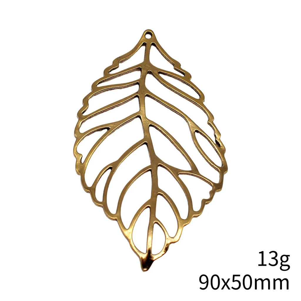 90x50mm 13g Multicolor Zinc Alloy Hollow Big Leaf Charm Pendant for Necklace DIY Jewelry Making
