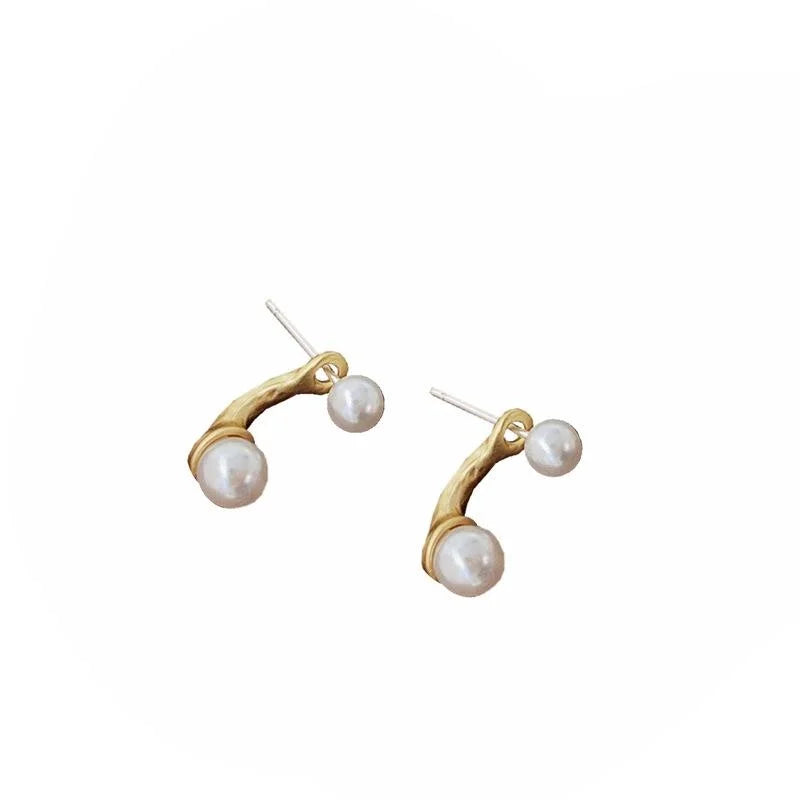 Convertible Faux Pearl Drop Earrings, French Minimalist Round Geometric Elegant Office Jewelry