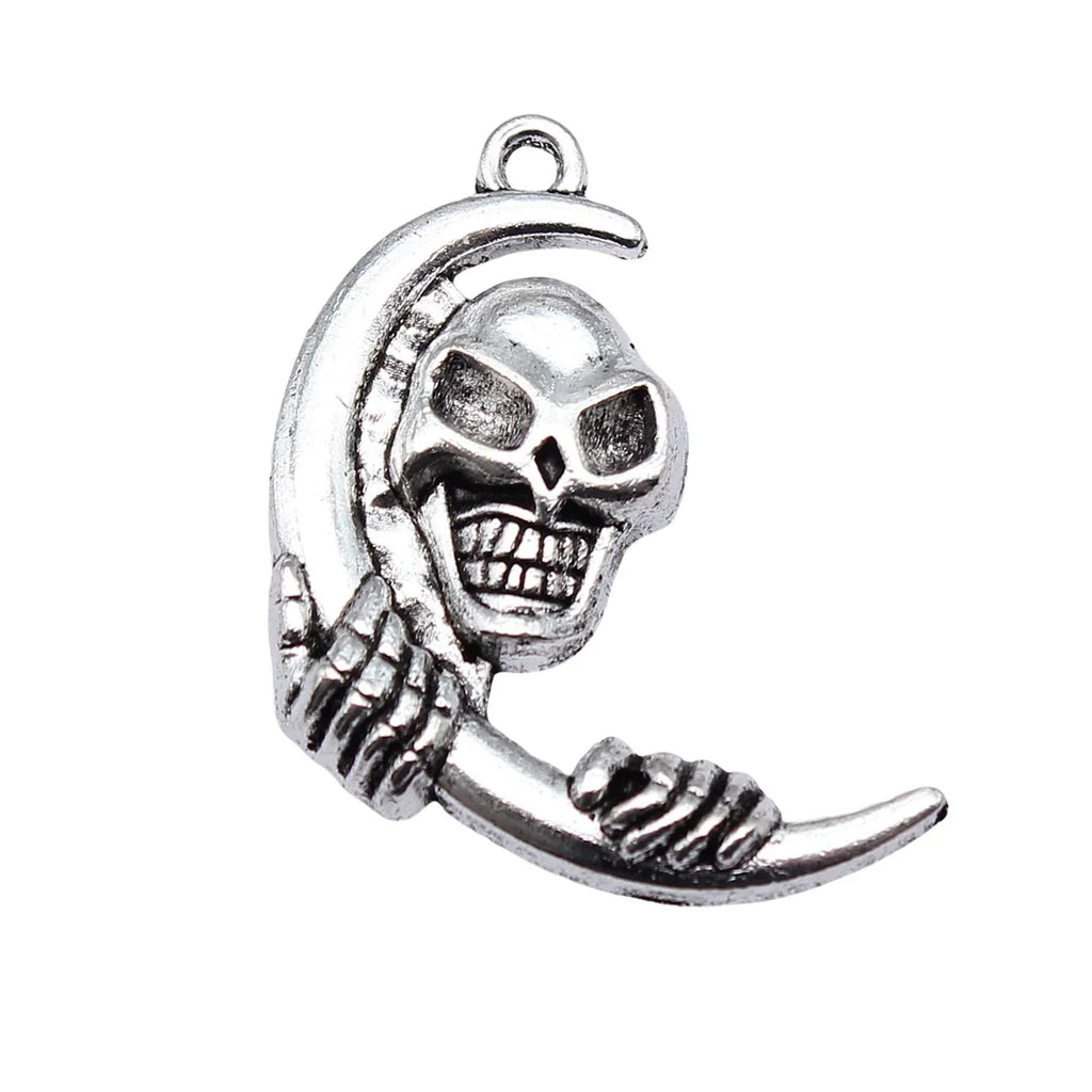29x19mm 2.2g Antique silver zinc alloy Moon Skull charm pendant for DIY necklace bracelet making