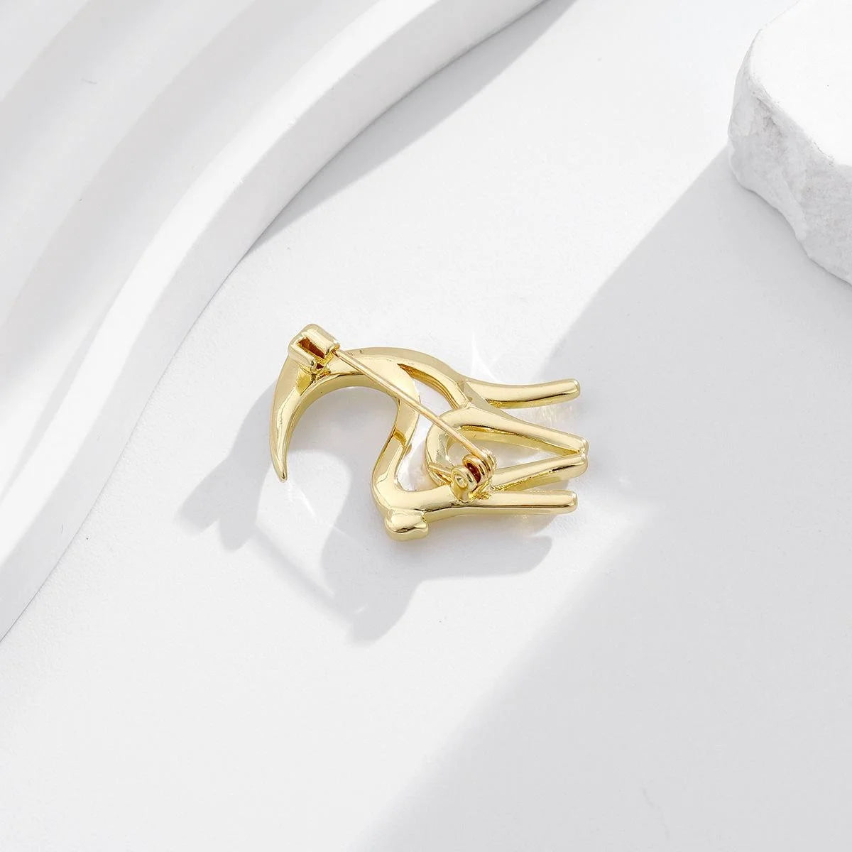 Elegant Zodiac Goat Brooch With Mother Of Pearl Inlay, Gold Tone Alloy Lapel Pin Corsage Gift