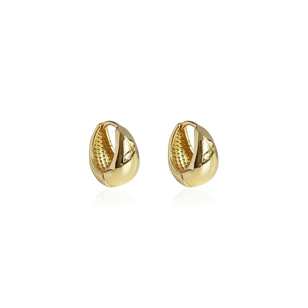 18K Gold Plated Copper Geometric Teardrop Stud Earrings Minimalist Luxury Everyday Jewelry
