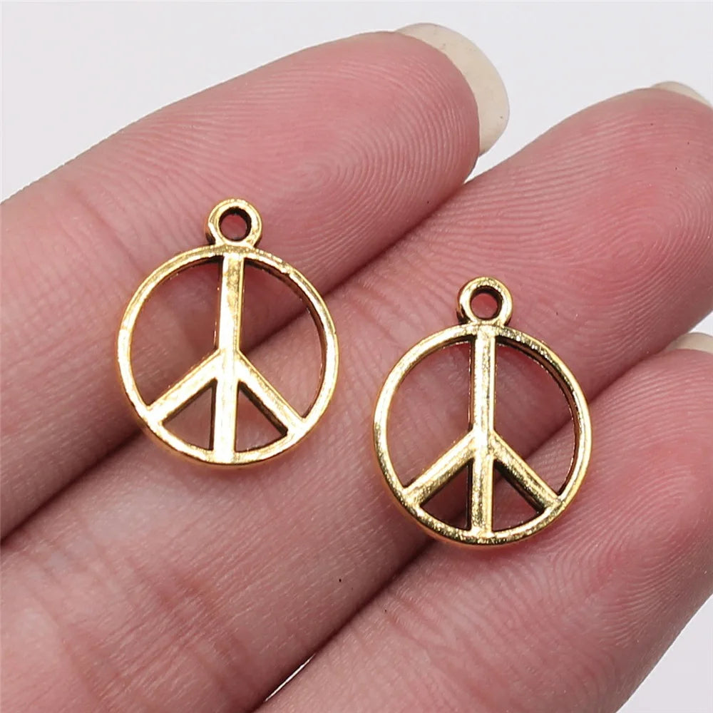 14x17mm 0.7g Multicolor Zinc Alloy Peace Symbol Charm Pendant for DIY Jewelry Making