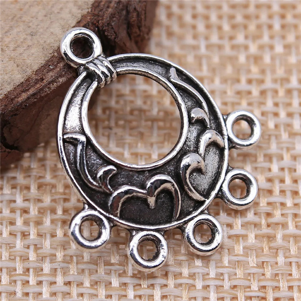 25x23mm 1.8g Multicolor Zinc Alloy Openwork Earring Connector Charms for DIY Earring Jewelry Making