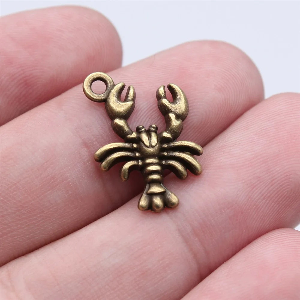 19x14mm 1.43g Multicolor Zinc Alloy Shrimp Charm Pendant for DIY Necklace Bracelet Making