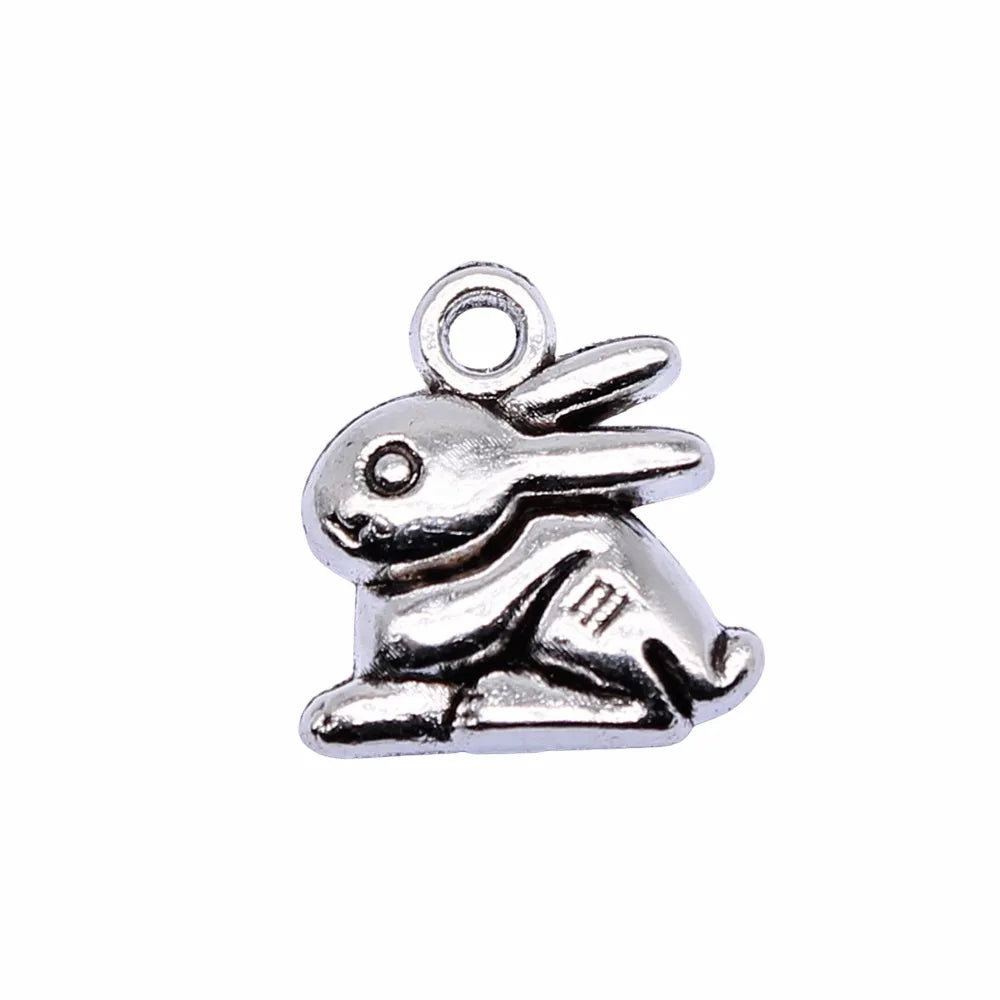 14x13mm 1.1g Antique Silver Zinc Alloy Rabbit Charm Pendant for DIY Bracelet Necklace Making