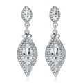 Luxury Rhinestone Crystal Teardrop Dangle Earrings, Elegant Silver Alloy Bridal Jewelry For Wedding Party