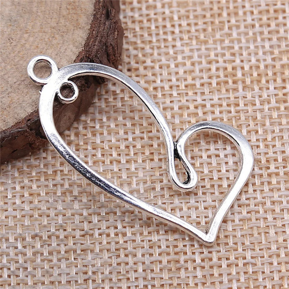 41x20mm 1.7g Antique Silver Zinc Alloy Long Heart Charm Pendant for DIY Necklace Bracelet Making
