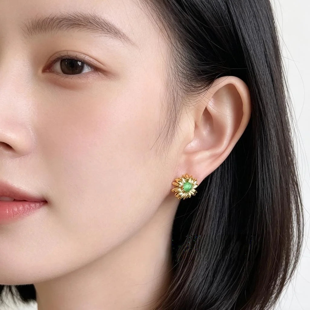 Old Money Style Eco Copper Silver Plated 3D Daisy Flower Stud Earrings Designer Gift Jewelry