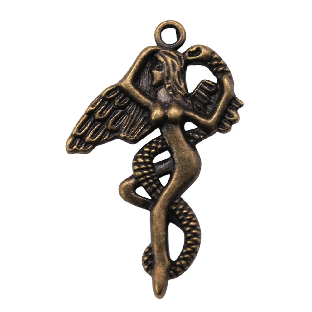 40x26mm 3.1g Multicolor Zinc Alloy Snake Angel Eve Charm Pendant for DIY Mythology Jewelry Making