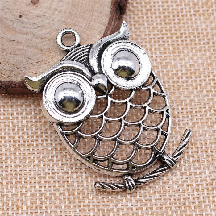 51x35mm 11g Multicolor Zinc Alloy Owl Cat Charm Pendant for DIY Necklace Bracelet Making