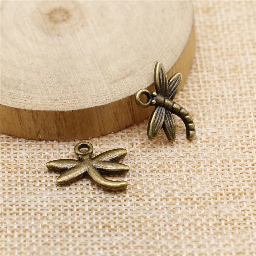 18x13mm 1.3g Multicolor Zinc Alloy Dragonfly Charm Pendant for DIY Necklace Bracelet Jewelry Making