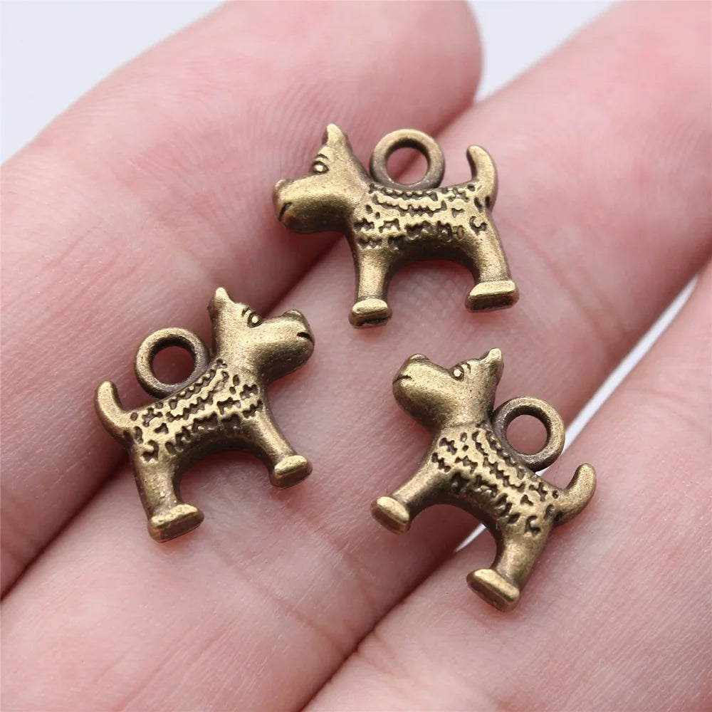 13x13mm 1.7g Multicolor Zinc Alloy Dog Charm Pendant for DIY Necklace Bracelet Making