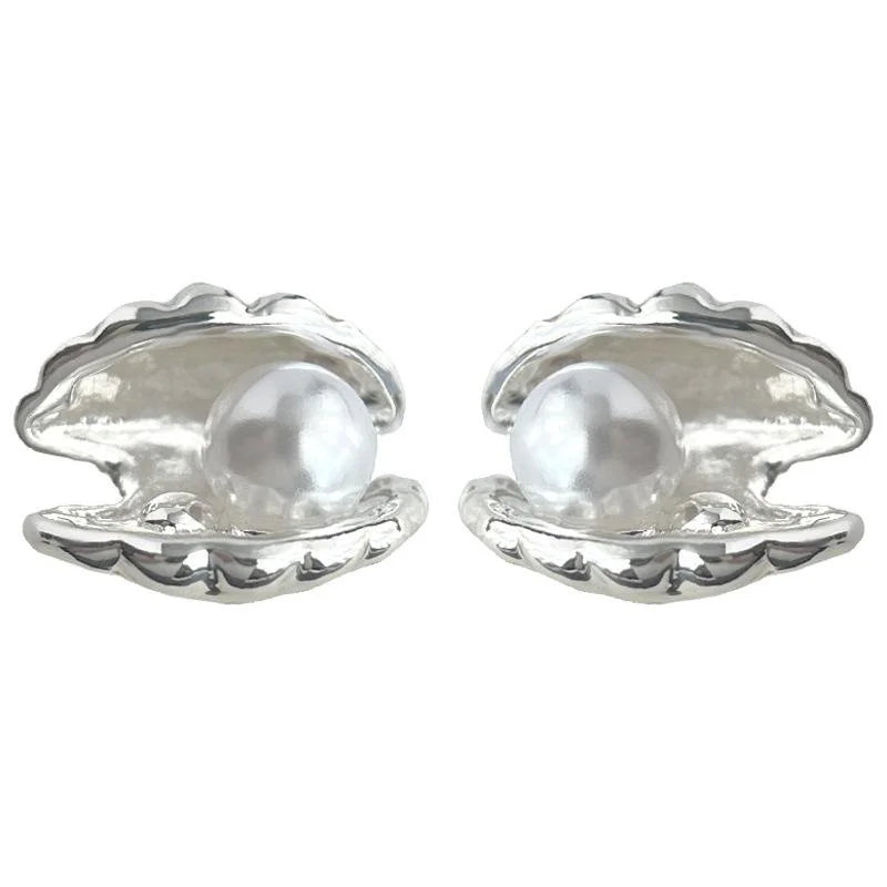 Style Shell Design Copper Stud Earrings For Women Daily Minimalist Jewelry