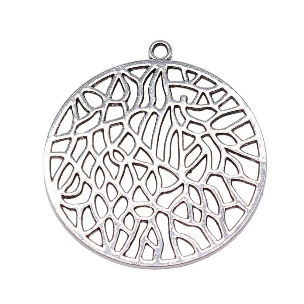 35x38mm 5.3g Multicolor Zinc Alloy Geometric Flower Filigree Charm Pendant for DIY Jewelry Making