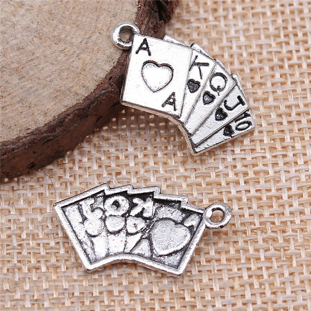 24x13mm 1.3g Multicolor Zinc Alloy Playing Card Charm Pendant for Bracelet Necklace Jewelry Making