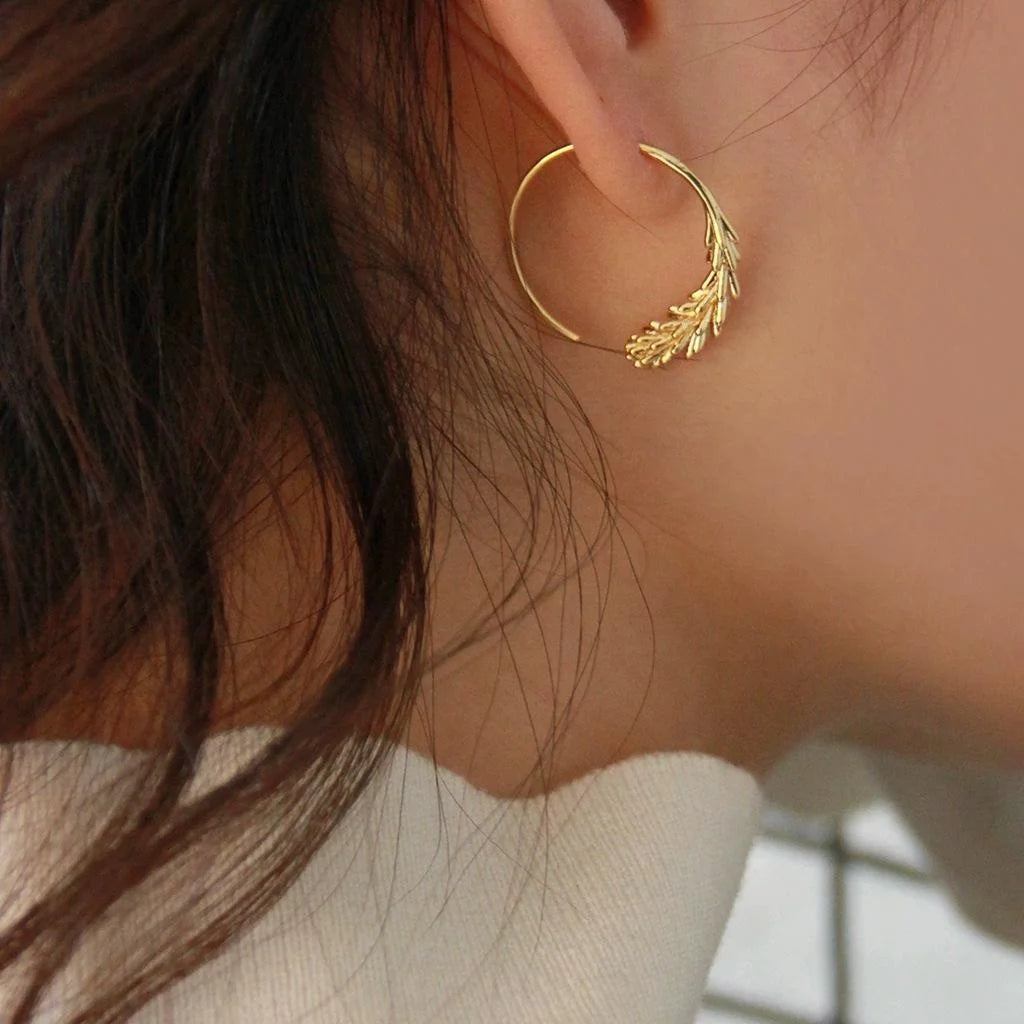14K Gold Plated Copper Wheat Drop Earrings For Women, Light Luxury Elegant Designer Jewelry