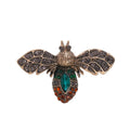 Vintage Bee Brooch With Rhinestone Wings And Emerald Crystal Body, Alloy Lapel Pin For Coat Suit Gift