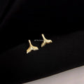 14K Plated Copper Mini Flower Stud Earrings, Simple Fishtail Snowflake Design