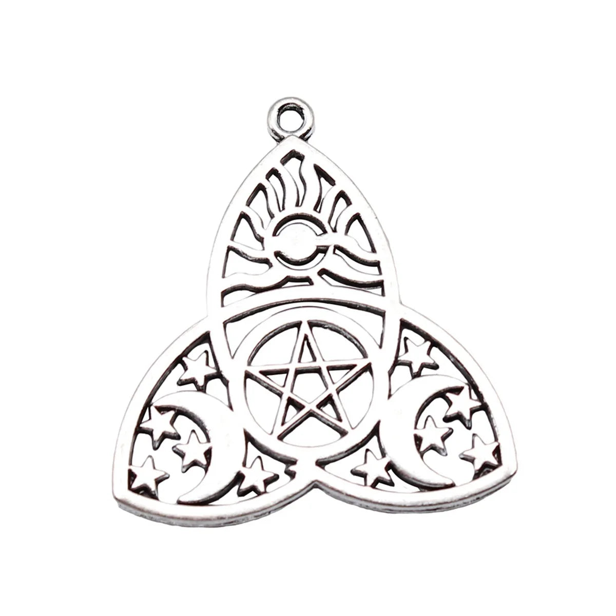 35x32mm 3.8g Antique Silver Zinc Alloy Skull Moon Star Sun Witchcraft Charm Pendant for DIY Jewelry