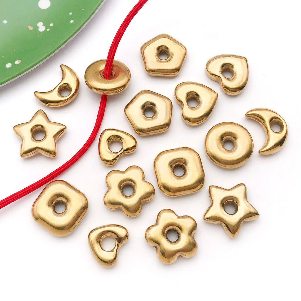 Stainless Steel Five Point Star Heart Moon Flower Spacer Beads for DIY Bracelet