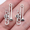 32x14mm 1.3g Antique Silver Zinc Alloy Trumpet Charm Pendant for Music Theme DIY Jewelry Making