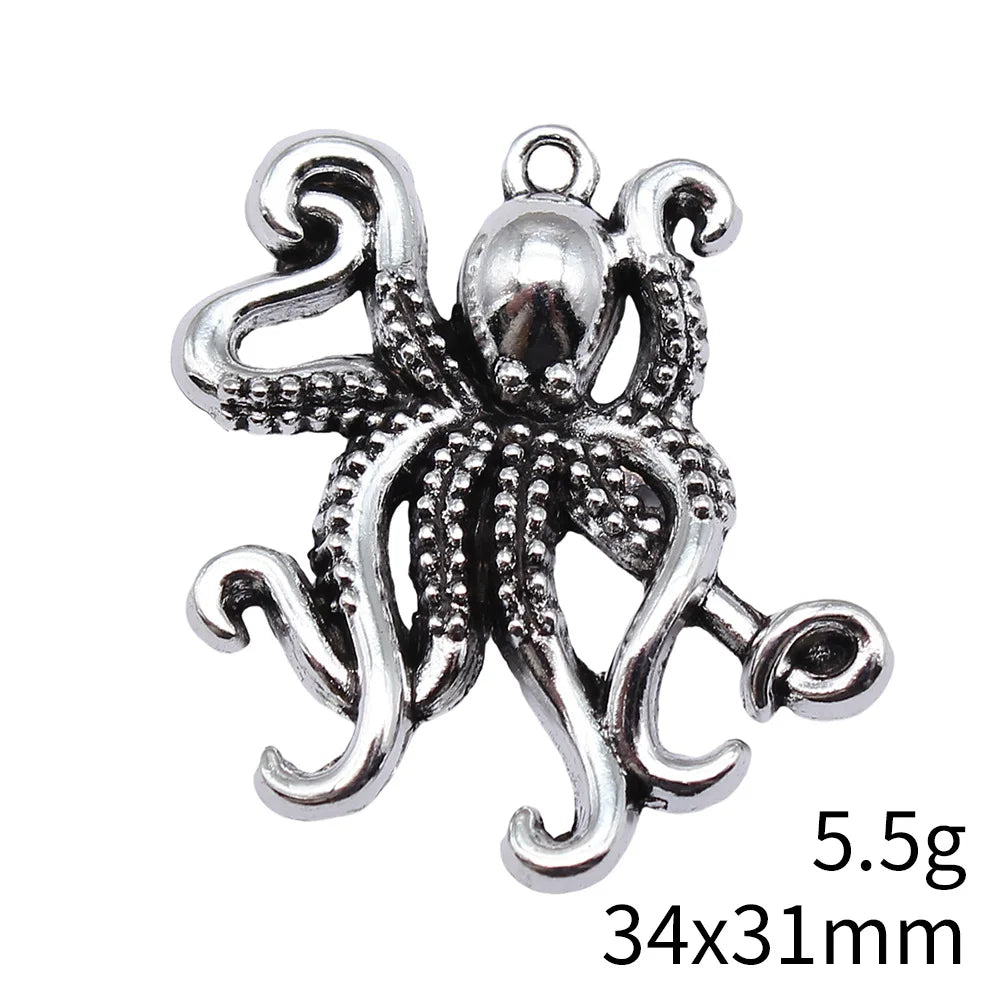 34x31mm 5.5g Multicolor Zinc Alloy Octopus Fish Charm Pendant for DIY Necklace Bracelet Jewelry Making