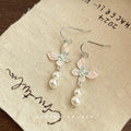 Fresh Sweet Long Pink Butterfly Tassel Drop Earrings Copper New Chinese Style Handmade Jewelry