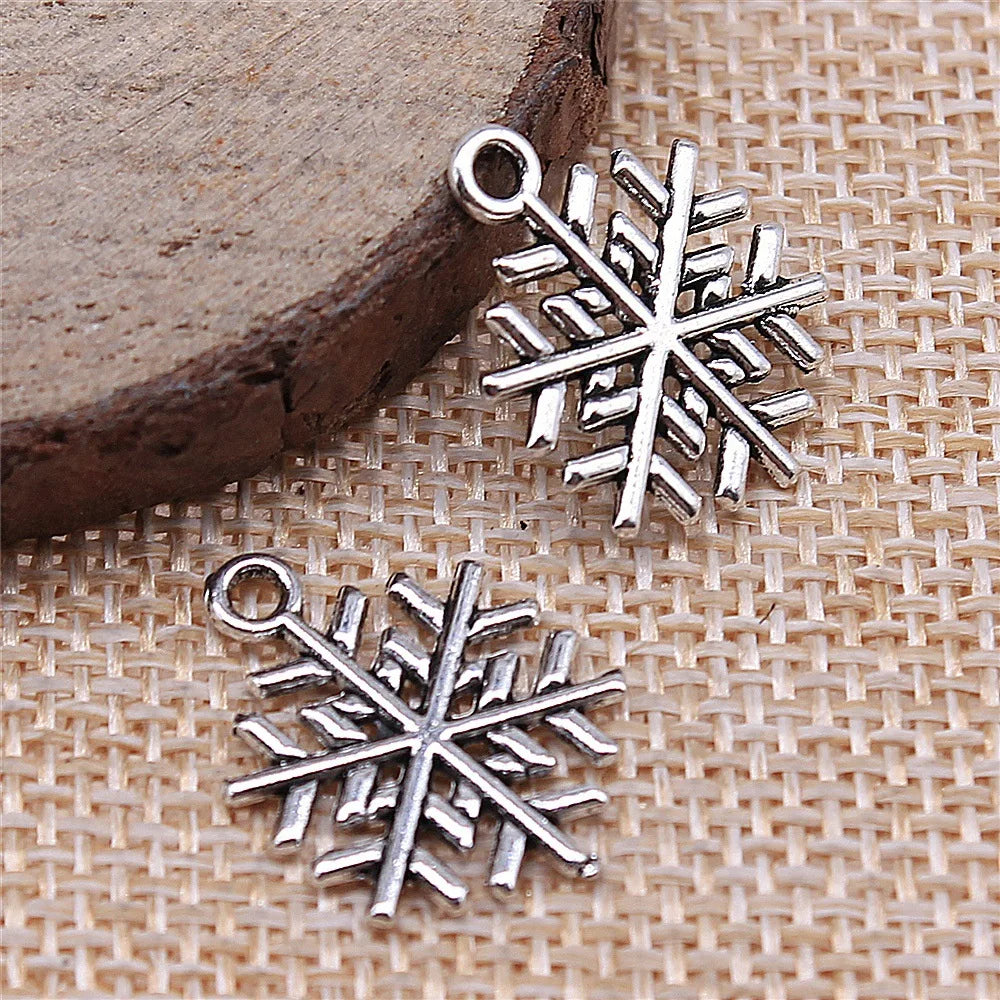 19x15mm 0.9g Multicolor Zinc Alloy Snowflake Charm Pendant for Christmas Bracelet Jewelry Making
