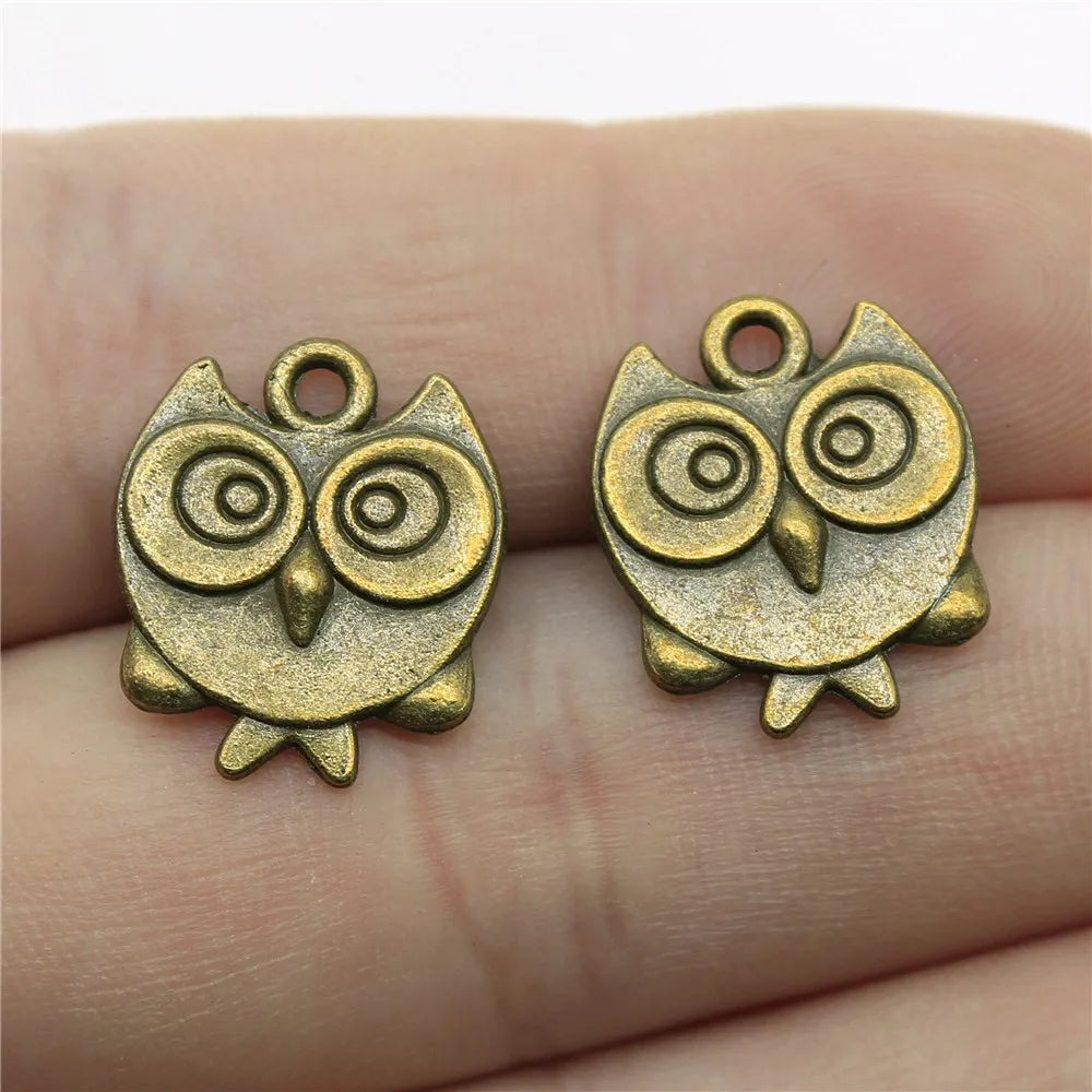 17x14mm 2.3g Multicolor Zinc Alloy Double Sided Owl Cat Charm Pendant for DIY Necklace Bracelet Making