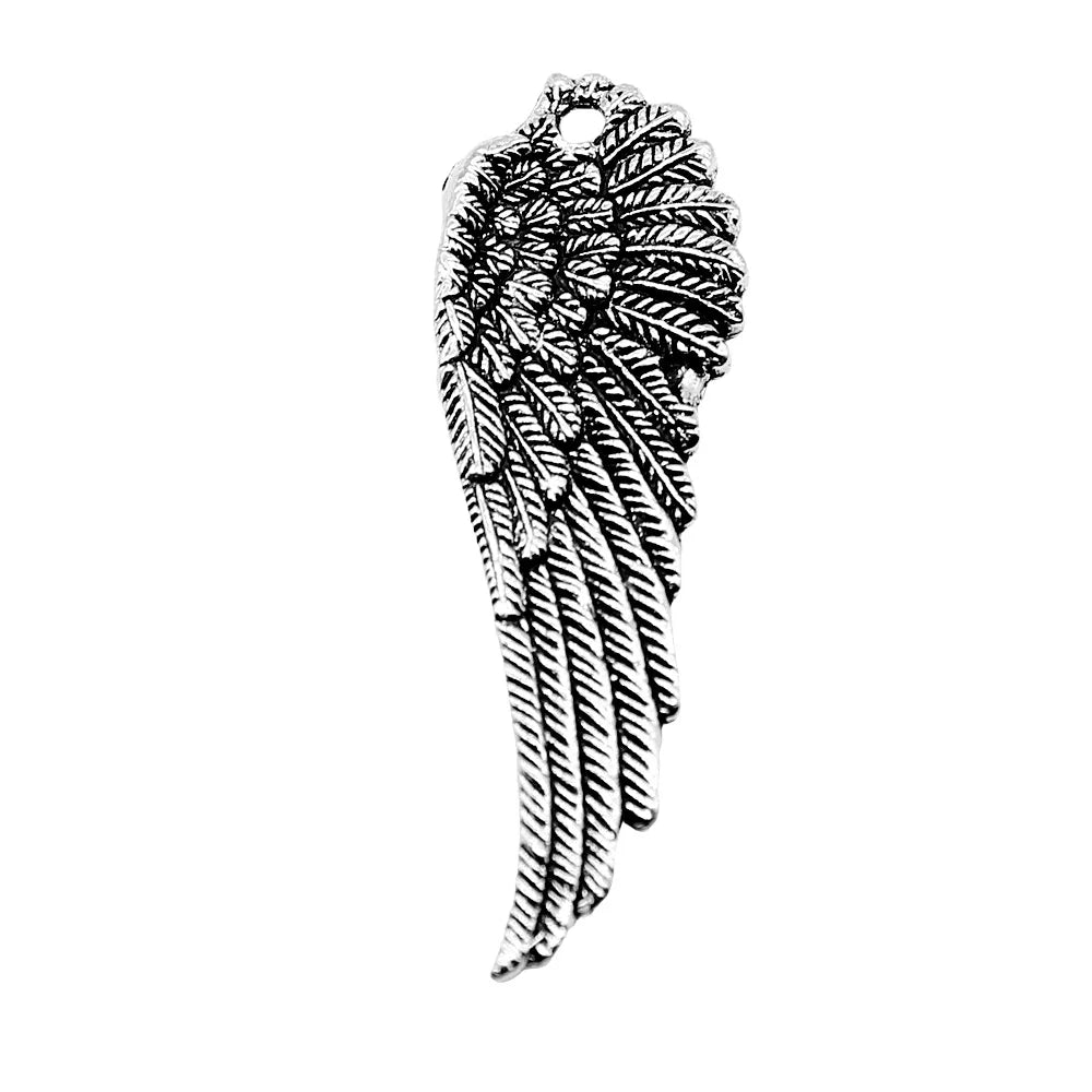 50x17mm 3.1g Antique Silver Zinc Alloy Wing Charm Pendant for DIY Necklace Bracelet Jewelry Making