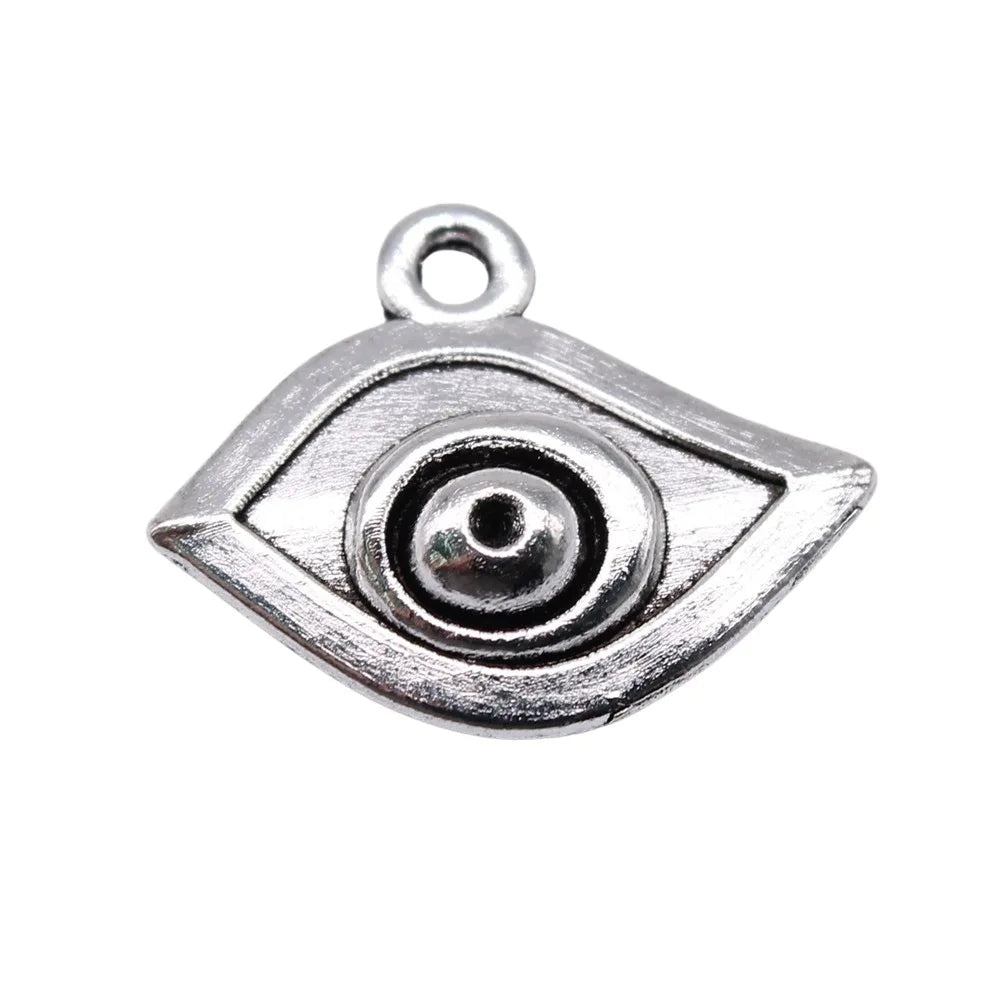 22x17mm 1.1g Antique Silver Zinc Alloy Eye Charm Pendant for Handmade DIY Necklace Jewelry Making