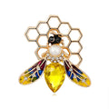 Luxury Enamel Bee Honeycomb Brooch With Pearl Rhinestone Alloy Lapel Pin Corsage Gift For Women