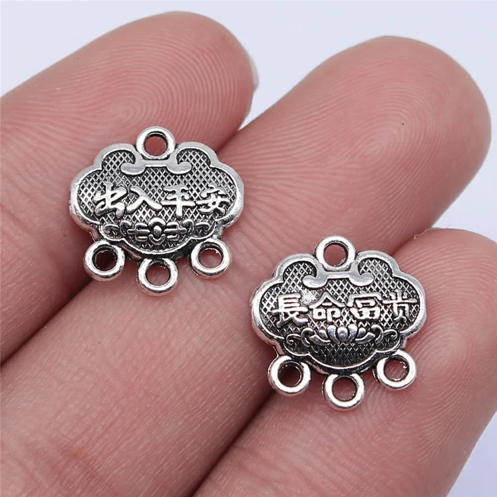 14x14mm 1.5g Antique Silver Zinc Alloy Peace Lock Connector Charm for DIY Bracelet Necklace Making